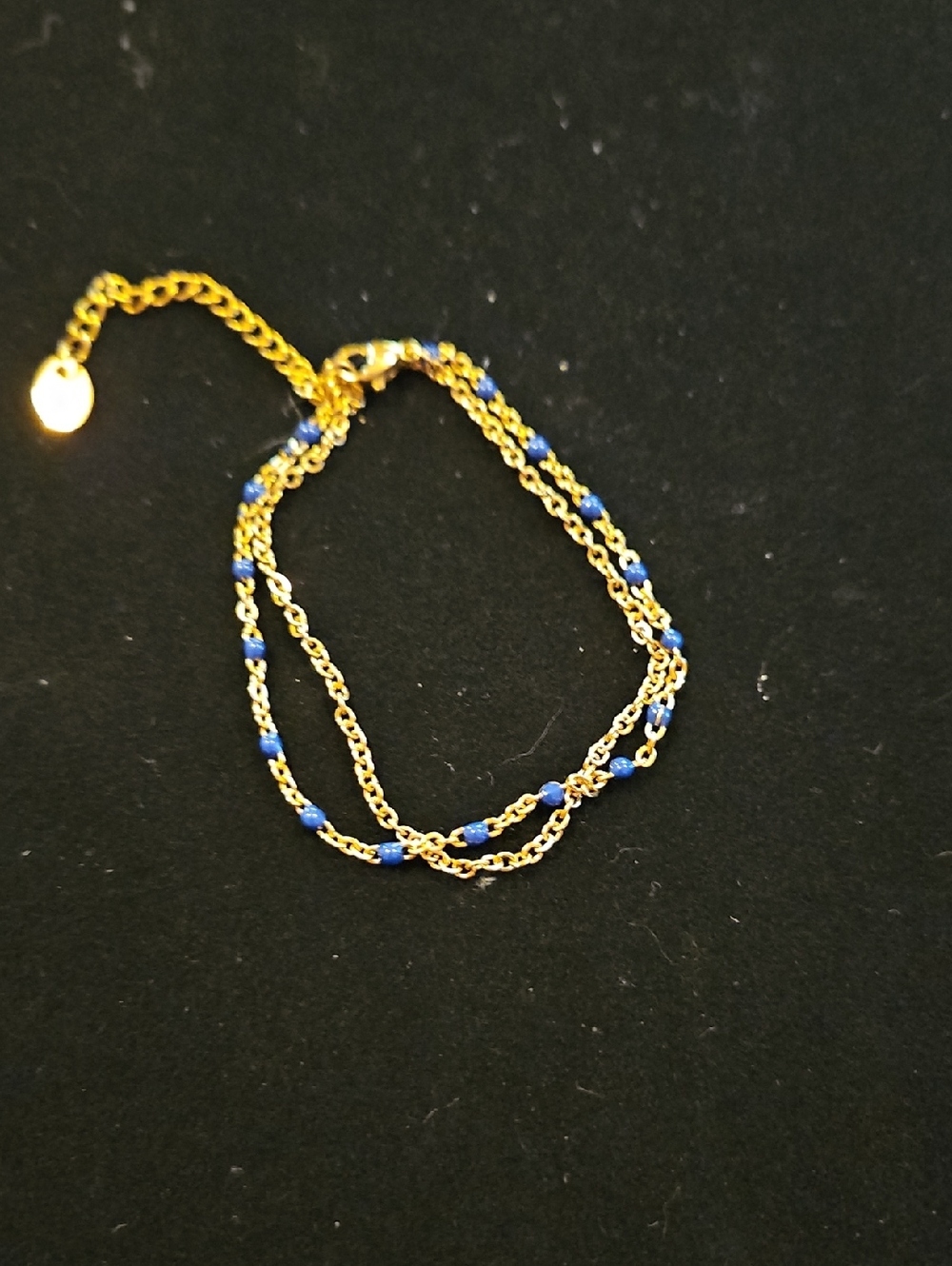 Plunder Gold-Tone Bracelet with Blue Bead Accents
